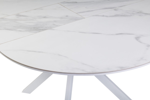 Керамічний стіл розкладний обідній Vetro Mebel Офелія TML-1250 Калакатта кристал/білий-19