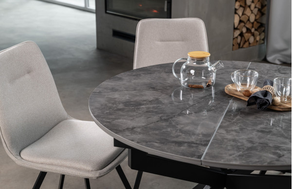 Керамічний стіл розкладний обідній Vetro Mebel Офелія TML-1250 Спайдер грей/чорний-5
