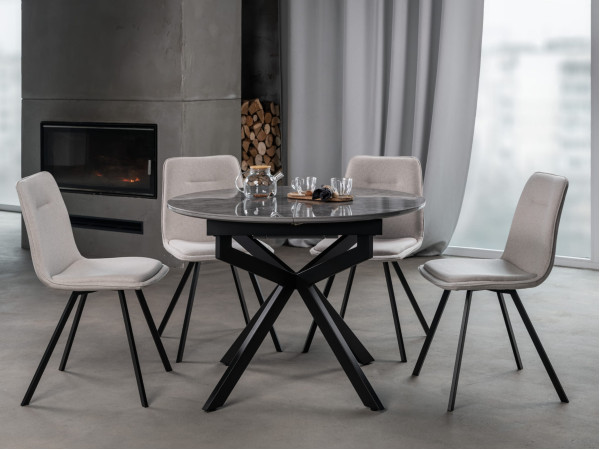 Керамічний стіл розкладний обідній Vetro Mebel Офелія TML-1250 Спайдер грей/чорний-2