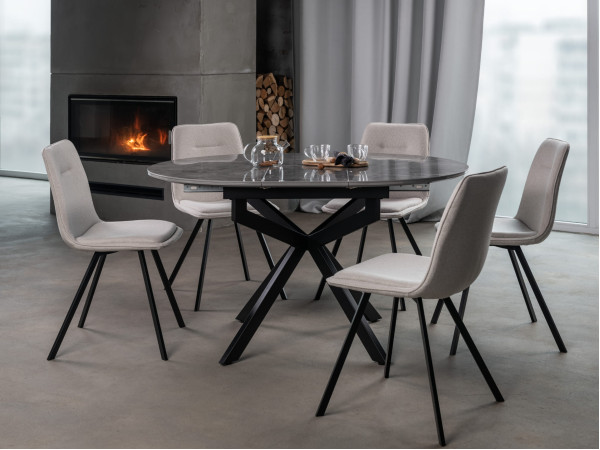 Керамічний стіл розкладний обідній Vetro Mebel Офелія TML-1250 Спайдер грей/чорний-1