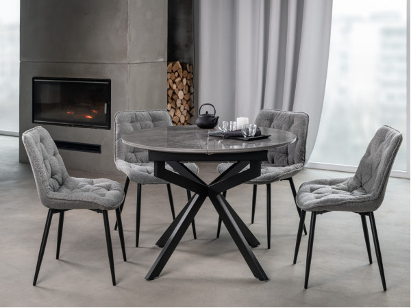 Керамічний стіл розкладний обідній Vetro Mebel Офелія TML-1250 Спайдер грей/чорний-4