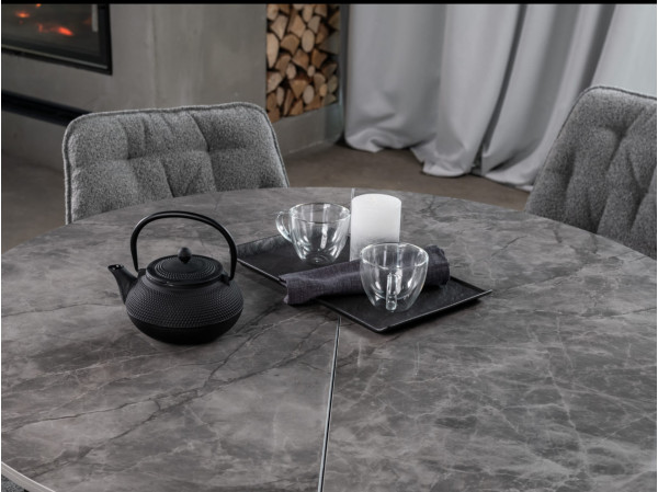 Керамічний стіл розкладний обідній Vetro Mebel Офелія TML-1250 Спайдер грей/чорний-6