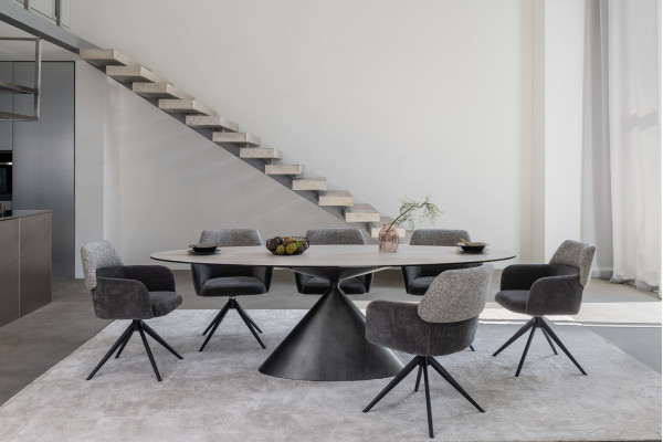 Стол обеденный Vetro Mebel Тереза ТМL-1260 Грей травертин/черный-2