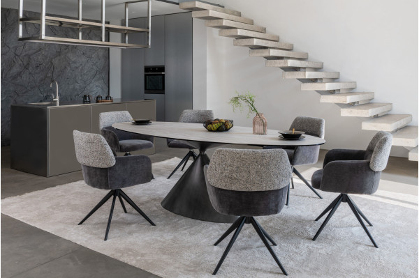 Стол обеденный Vetro Mebel Тереза ТМL-1260 Грей травертин/черный-4