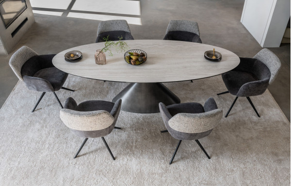 Стол обеденный Vetro Mebel Тереза ТМL-1260 Грей травертин/черный-5
