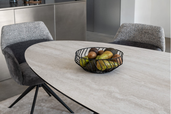 Стол обеденный Vetro Mebel Тереза ТМL-1260 Грей травертин/черный-6