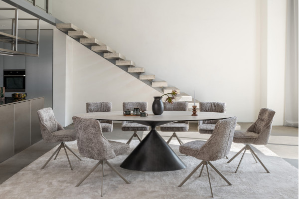 Стол обеденный Vetro Mebel Тереза ТМL-1260 Грей травертин/черный-1