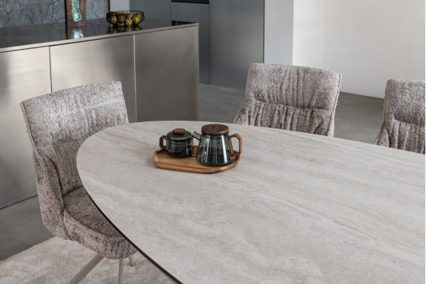 Стол обеденный Vetro Mebel Тереза ТМL-1260 Грей травертин/черный-7