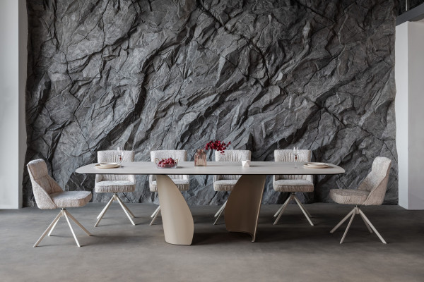 Керамічний стіл обідній Vetro Mebel Паола TML-1265 Сендвейв-бежевий-1