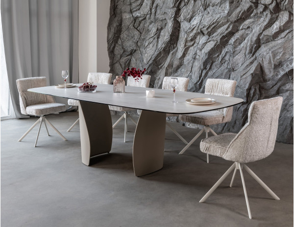 Керамічний стіл обідній Vetro Mebel Паола TML-1265 Сендвейв-бежевий-0