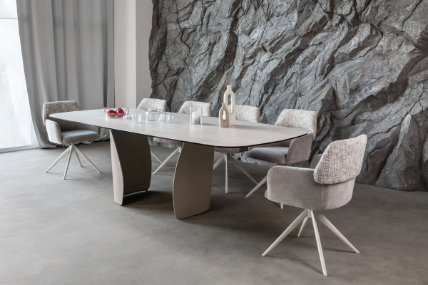 Керамічний стіл обідній Vetro Mebel Паола TML-1265 Сендвейв-бежевий-5