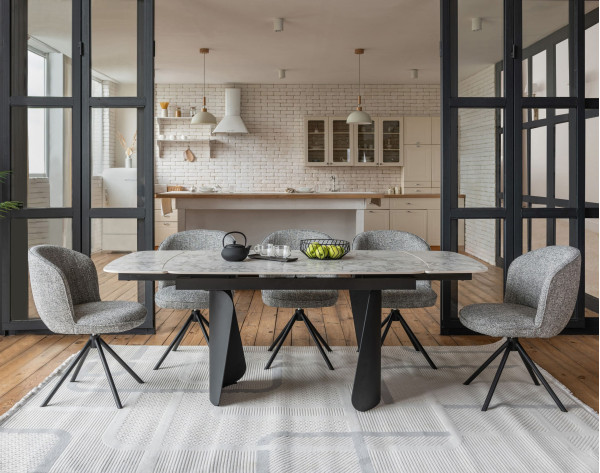 Стіл розкладний обідній Vetro Mebel Нардо ТМL-1270 Клауді грей/чорний-0