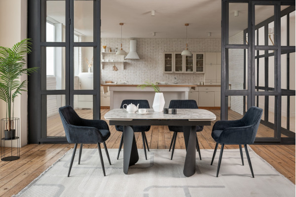 Стіл розкладний обідній Vetro Mebel Нардо ТМL-1270 Клауді грей/чорний-2