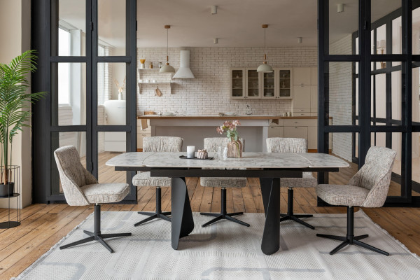 Стіл розкладний обідній Vetro Mebel Нардо ТМL-1270 Клауді грей/чорний-3