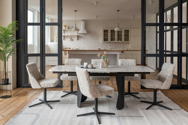 Стіл розкладний обідній Vetro Mebel Нардо ТМL-1270 Клауді грей/чорний-4