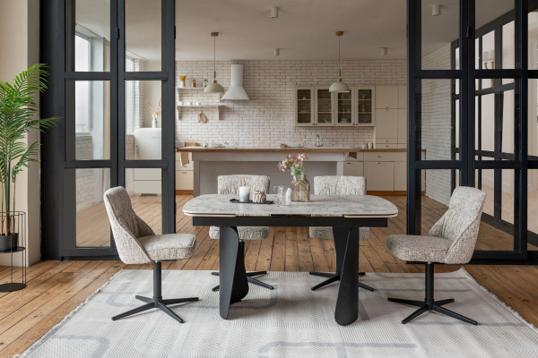 Стіл розкладний обідній Vetro Mebel Нардо ТМL-1270 Клауді грей/чорний-5