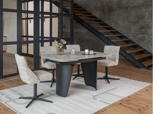 Стіл розкладний обідній Vetro Mebel Нардо ТМL-1270 Клауді грей/чорний-6
