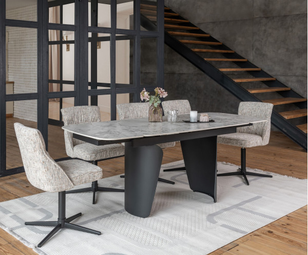 Стіл розкладний обідній Vetro Mebel Нардо ТМL-1270 Клауді грей/чорний-7