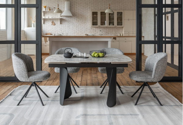 Стіл розкладний обідній Vetro Mebel Нардо ТМL-1270 Клауді грей/чорний-9