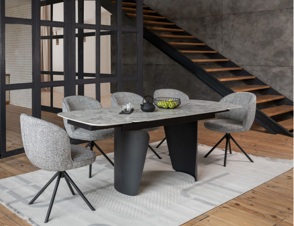 Стіл розкладний обідній Vetro Mebel Нардо ТМL-1270 Клауді грей/чорний-11