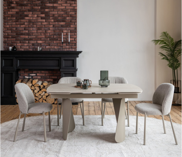 Стіл розкладний обідній Vetro Mebel Нардо ТМL-1270 Крема марфіль/бежевий-0