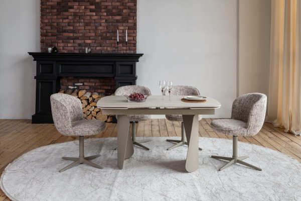 Стіл розкладний обідній Vetro Mebel Нардо ТМL-1270 Крема марфіль/бежевий-3