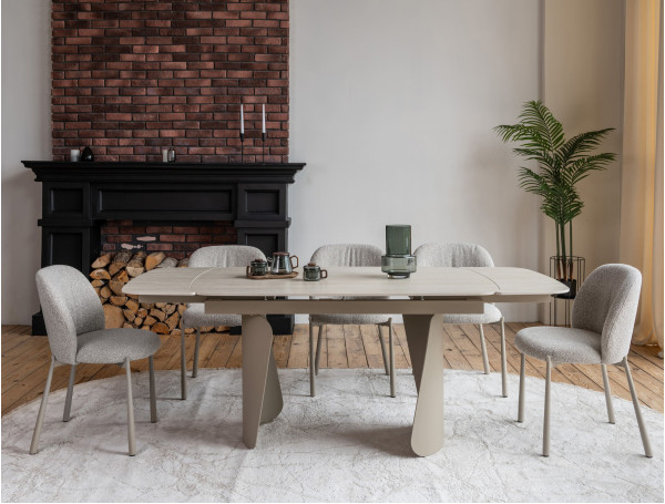 Стіл розкладний обідній Vetro Mebel Нардо ТМL-1270 Крема марфіль/бежевий-5