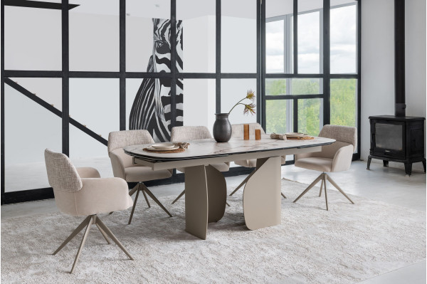 Стіл розкладний обідній Vetro Mebel Крістіано TML-1300 Аврора голд/бежевий-3