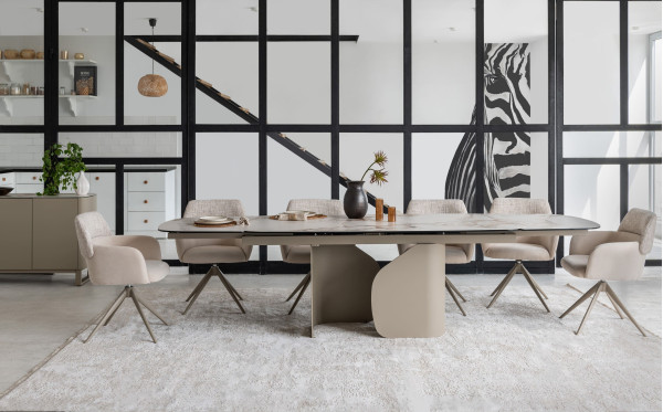 Стіл розкладний обідній Vetro Mebel Крістіано TML-1300 Аврора голд/бежевий-2