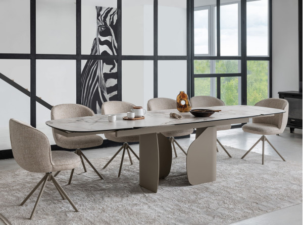 Стіл розкладний обідній Vetro Mebel Крістіано TML-1300 Аврора голд/бежевий-1