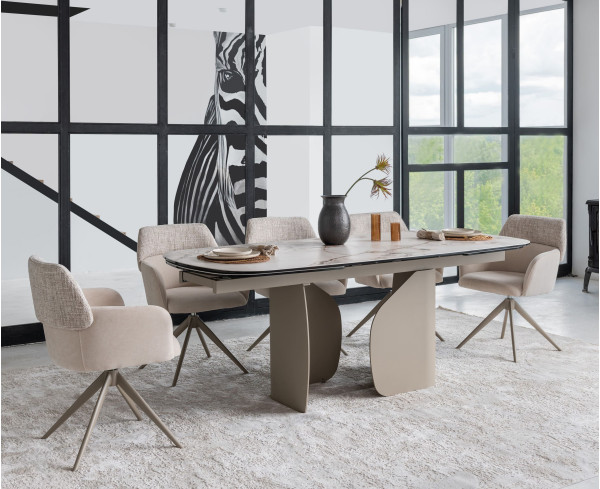 Стіл розкладний обідній Vetro Mebel Крістіано TML-1300 Аврора голд/бежевий-0