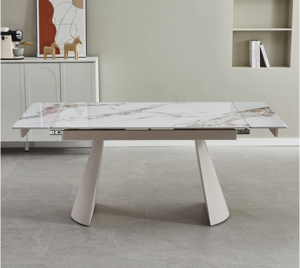 Керамічний стіл розкладний обідній Vetro Mebel Сорренто TML-1301 Голден вайт/капучино-0