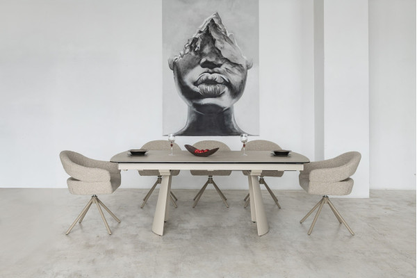 Керамічний стіл розкладний обідній Vetro Mebel Вольтерра TML-1305 Делікато беж/бежевий-4