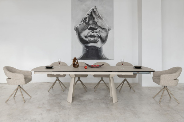 Керамічний стіл розкладний обідній Vetro Mebel Вольтерра TML-1305 Делікато беж/бежевий-5