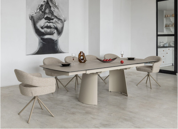 Керамічний стіл розкладний обідній Vetro Mebel Вольтерра TML-1305 Делікато беж/бежевий-2