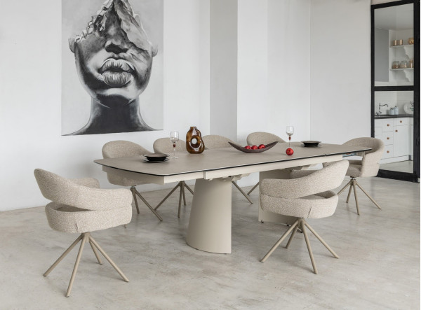 Керамічний стіл розкладний обідній Vetro Mebel Вольтерра TML-1305 Делікато беж/бежевий-3