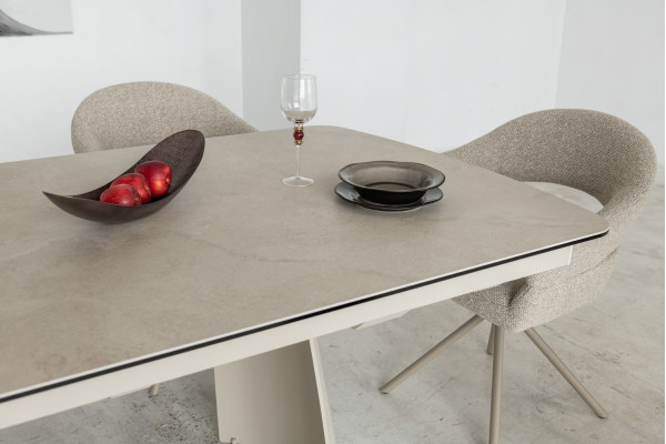 Керамічний стіл розкладний обідній Vetro Mebel Вольтерра TML-1305 Делікато беж/бежевий-12