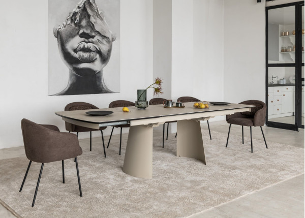 Керамічний стіл розкладний обідній Vetro Mebel Вольтерра TML-1305 Делікато беж/бежевий-7