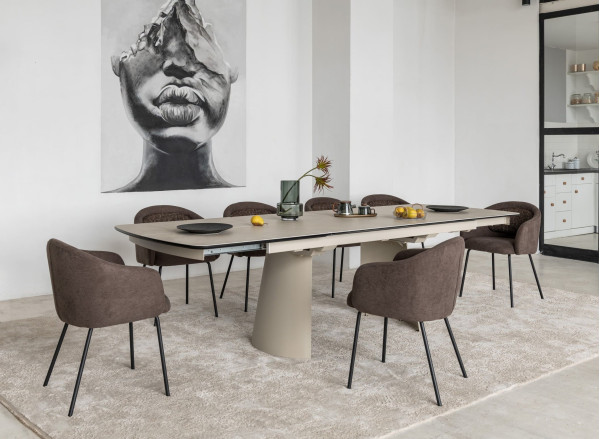 Керамічний стіл розкладний обідній Vetro Mebel Вольтерра TML-1305 Делікато беж/бежевий-8