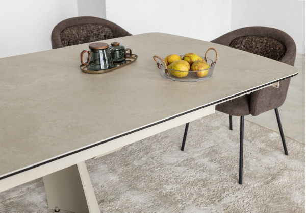 Керамічний стіл розкладний обідній Vetro Mebel Вольтерра TML-1305 Делікато беж/бежевий-14