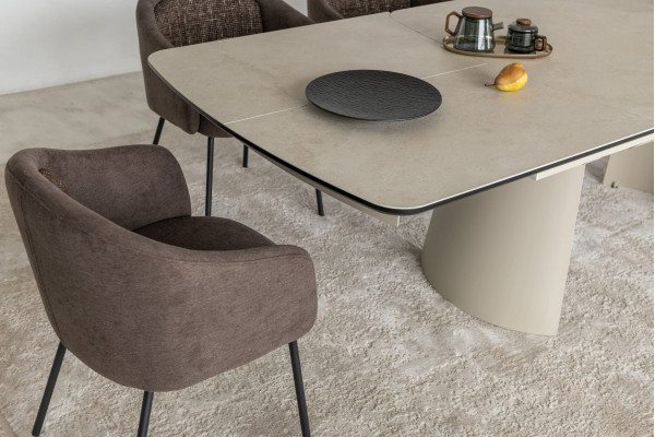 Керамічний стіл розкладний обідній Vetro Mebel Вольтерра TML-1305 Делікато беж/бежевий-15