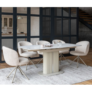 Керамический стол раскладной обеденный Vetro Mebel Комо TML-1306 Статуарио анго/бежевый