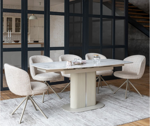 Керамічний стіл розкладний обідній Vetro Mebel Комо TML-1306 Статуаріо анго/бежевий-0