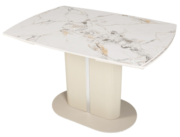 Керамічний стіл розкладний обідній Vetro Mebel Комо TML-1306 Статуаріо анго/бежевий-14