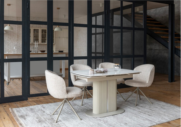 Керамічний стіл розкладний обідній Vetro Mebel Комо TML-1306 Статуаріо анго/бежевий-1