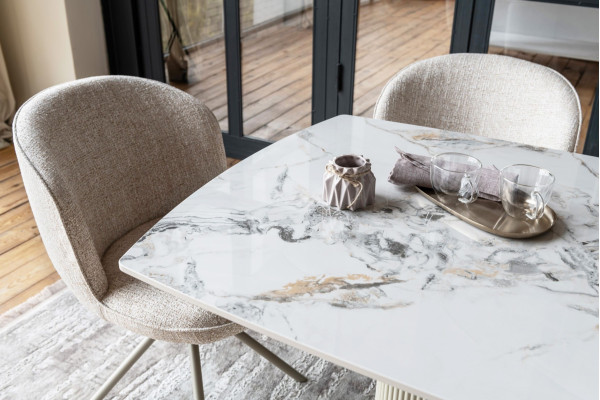 Керамічний стіл розкладний обідній Vetro Mebel Комо TML-1306 Статуаріо анго/бежевий-7