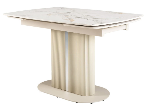 Керамічний стіл розкладний обідній Vetro Mebel Комо TML-1306 Статуаріо анго/бежевий-11