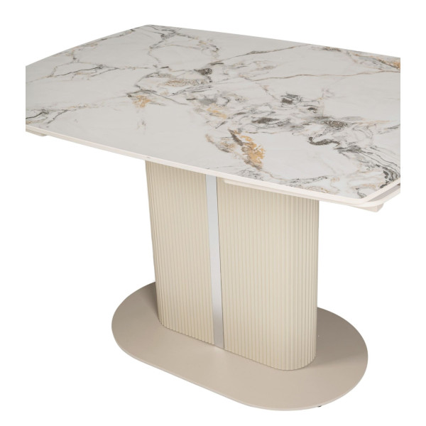 Керамічний стіл розкладний обідній Vetro Mebel Комо TML-1306 Статуаріо анго/бежевий-17