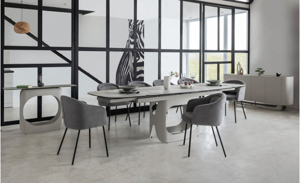 Керамічний стіл розкладний обідній Vetro Mebel Арно TML-1310 Сілвер рівер/айворі 200 (280) х 100 см-3