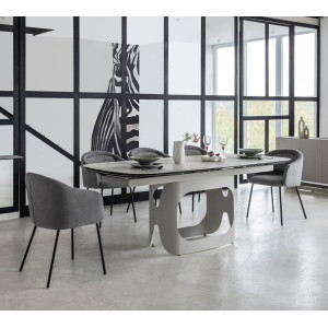 Керамічний стіл розкладний обідній Vetro Mebel Арно TML-1310 Сілвер рівер/айворі 200 (280) х 100 см